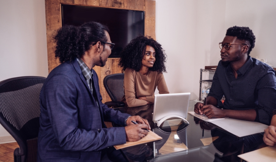 Group of adults having a convcersation